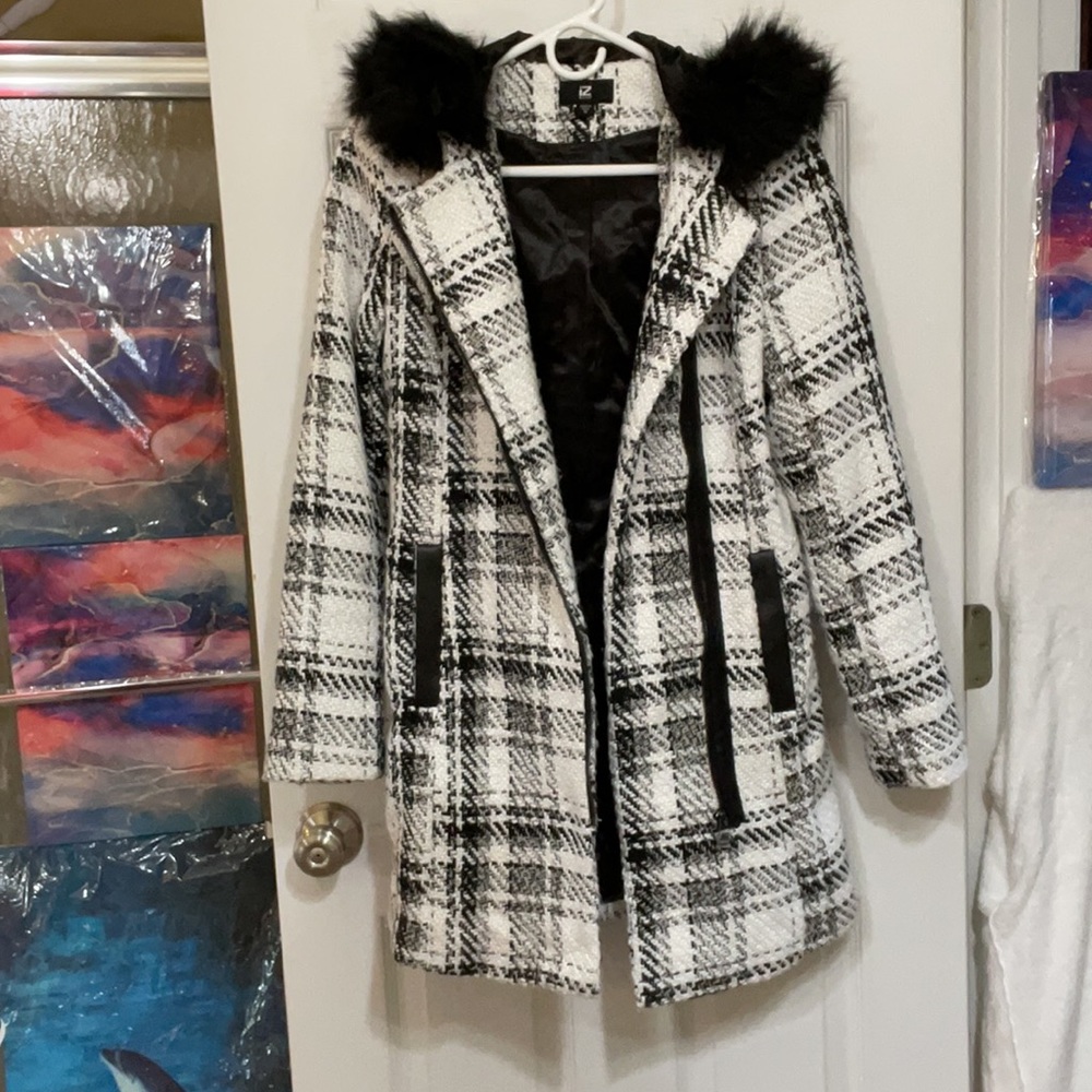 EUC Knitted peacoat inspired jacket with hoodie.